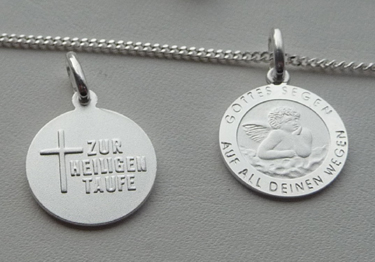 Echt Gold 585 Engel Zur Heiligen Taufe Gottes Segen auf all deinen Wegen /& Kette